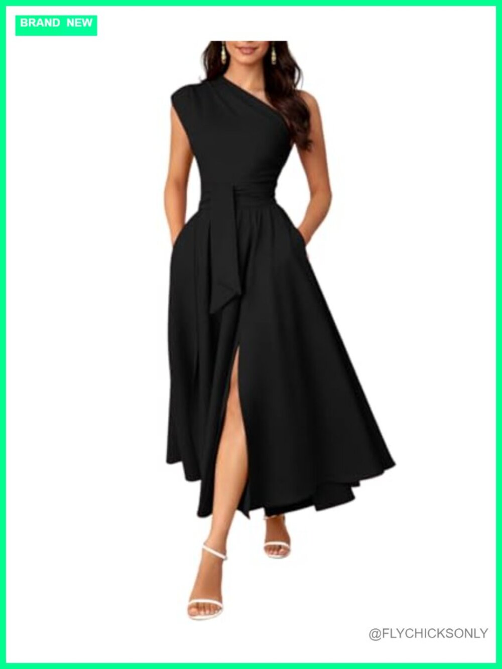 One Shoulder Maxi Dress with Side Slit Formal Gown